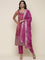 Magenta Tissue suit embroidered three piece set