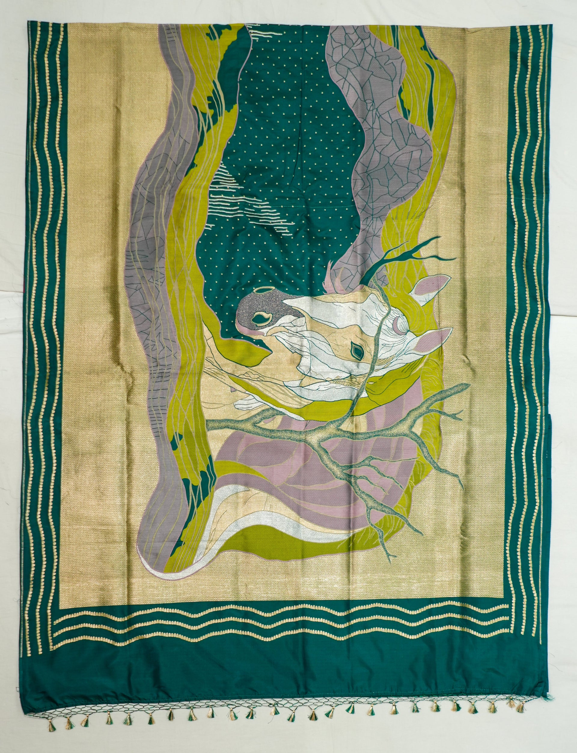 Bottle Green Banaras Silk Handwoven Saree