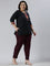 Women Solid Dark Purple Cotton Pencil Pant