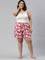 Women Printed Red Cotton Knit Lounge Shorts