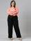 Women Solid Black Linen Cargo Pant