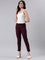 Women Solid Dark Purple Cotton Pencil Pant