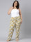 Women Printed Yellows Cotton Knit Lounge Pants