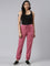 Women Solid Light Wine Mid Rise Cotton Casual Joggers