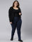 Women Solid Navy Mid Rise Ultra Warm Jeggings