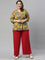 Women Solid Cherry Viscose Mid Rise Knit Palazzos