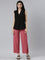 Women Solid Rusty Pink Viscose Mid Rise Rib Palazzos