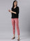 Women Solid Dusty Rose Cotton Pencil Pant