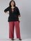 Women Solid Rusty Pink Viscose Mid Rise Knit Palazzos