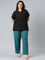 Women Solid Teal Mid Rise Casual Rib Pants