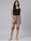 Women Printed Purple Cotton Knit Lounge Shorts