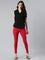 Dark Red Drop Needle Fabric Rib Leggings