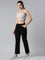 Women Solid Black Mid Rise Track Pant