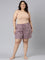 Women Printed Purple Cotton Knit Lounge Shorts