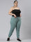 Women Solid Cotton Teal Cuffed Joggers