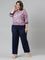 Women Solid Navy Viscose Mid Rise Casual Pants