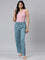 Women Printed Blue Mid Rise Woven Viscose Lounge Pants