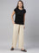 Women Solid Light Beige Woven Viscose Mid Rise Basic Palazzos