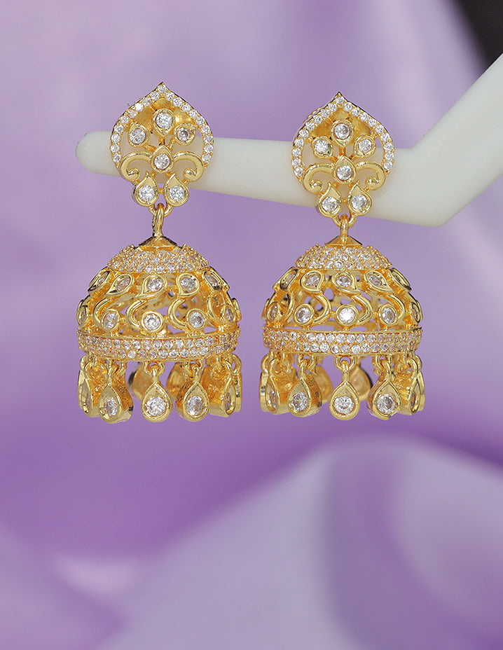 Designer Zirconia Floral Radiance Jhumka