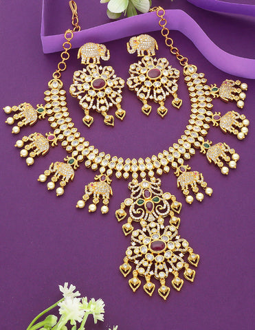 Designer Gold Plated Zirconia Necklace Set