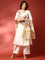 Cream Linen Fabric Thread work three piece suit set