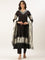 Black Chikan Anarkali Three Piece Suit Set