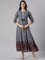 Navy Blue Silk Long Anarkali Kurta