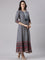 Navy Blue Silk Long Anarkali Kurta