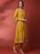 Mustard three piece georgette suit set with floral embroidery