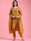 Mustard Tissue Printed Embroidery Three Piece Suit Set