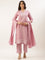 Baby Pink Modal Silk Embroidery Three Piece Suit Set