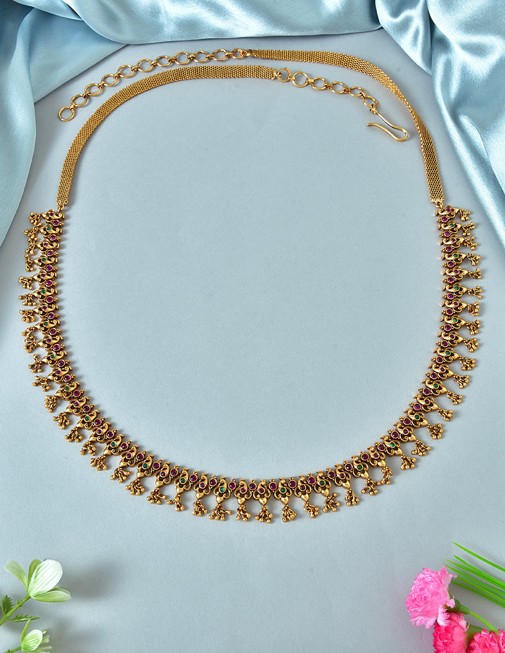 Designer Peacock Kempu Chain Vaddanam