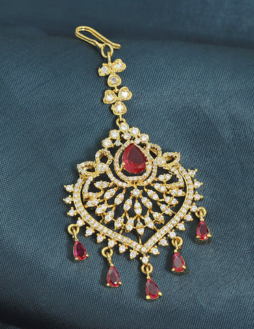 Designer Gold Polish Zirconia Maang Tikka