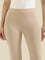 Dark Beige Cotton Stretch Ankle Length Leggings