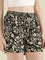 Black Cotton Knit Printed Lounge Shorts