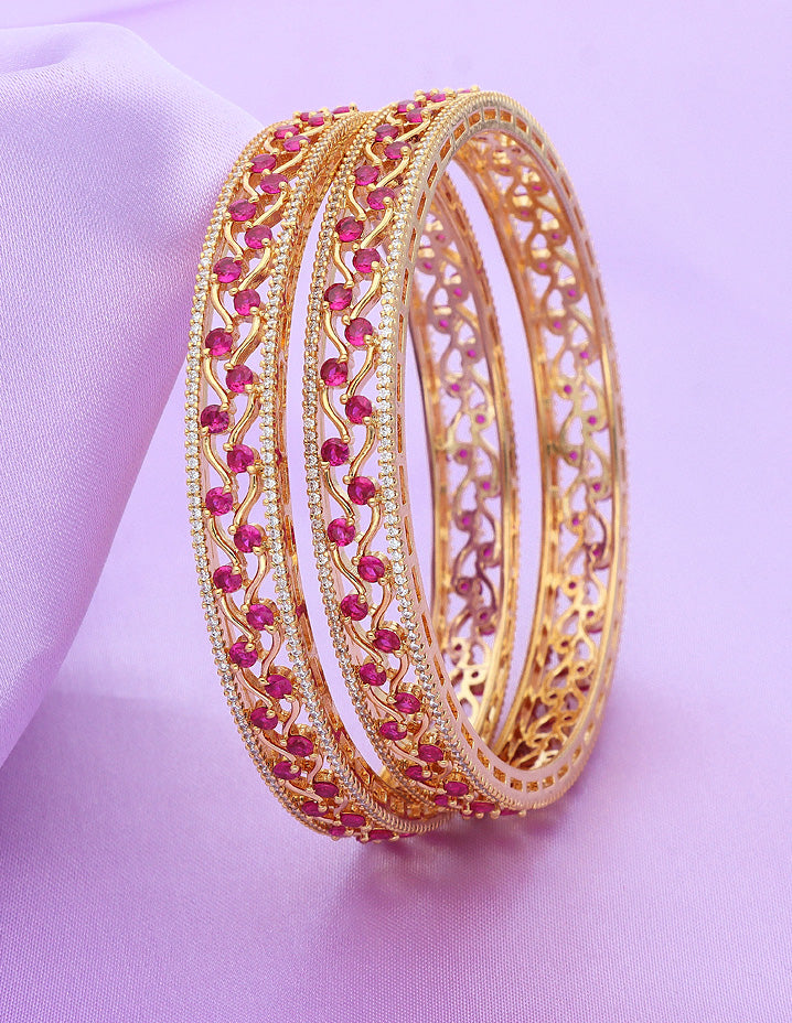 Designer Zirconia Rani Pink Bangles ZBGL11085