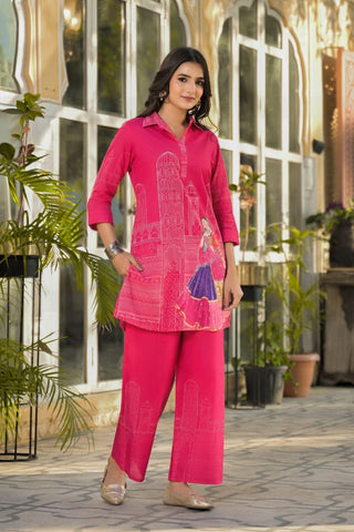 Embroidered Motifs Cotton Kurti Set