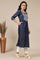 Blue Relaxed Fit Embroidered Yoke A-line Denim Kurta