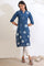 Blue Shibori Printed A-Line Pure Cotton Kurta