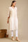 Beige Striped Rayon Flax Straight Kurta
