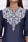 Blue Yarn Dyed Embroidered Yoke Straight Kurta