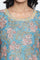Blue Botanical Printed Dori Embroidery Straight Kota Kurta