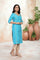 Blue Bandhani Printed Straight Rayon Kurta with Lace