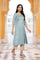 Blue Embroidered A-Line Viscose Kurta