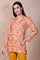 Beige Paisley Printed Straight Rayon Kurti