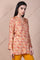 Beige Paisley Printed Straight Rayon Kurti