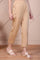 Beige Straight Fit Cotton Blend Slim Pants