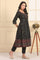 Black Solid Bead Embellished Flared Festive Kurta, Trousers and Dupatta Set