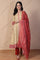 Beige Jacquard A-Line Kurta with Palazzo and Dupatta Set
