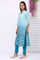 Blue Geometric Printed Yarn Dyed Straight Kurta and Trousers Co-ord Set